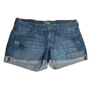 Old Navy The Diva Cuffed Denim Jean Shorts Strip Patches Stretch Womens Size 12